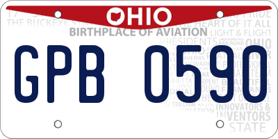 OH license plate GPB0590