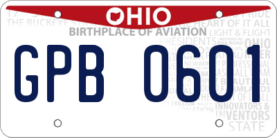 OH license plate GPB0601