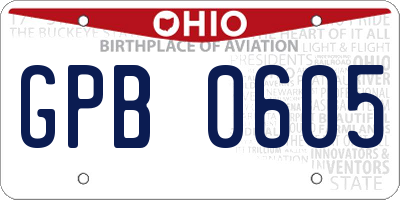 OH license plate GPB0605