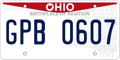 OH license plate GPB0607