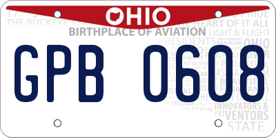 OH license plate GPB0608