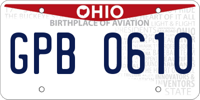 OH license plate GPB0610