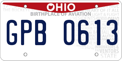 OH license plate GPB0613
