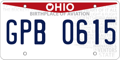 OH license plate GPB0615