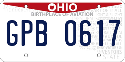 OH license plate GPB0617