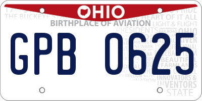 OH license plate GPB0625