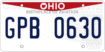 OH license plate GPB0630