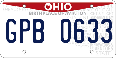 OH license plate GPB0633
