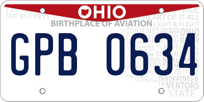 OH license plate GPB0634