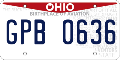 OH license plate GPB0636
