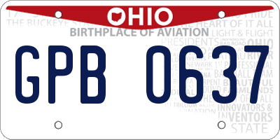 OH license plate GPB0637