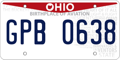OH license plate GPB0638