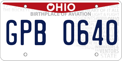 OH license plate GPB0640