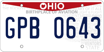 OH license plate GPB0643