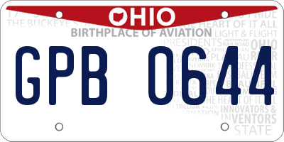 OH license plate GPB0644