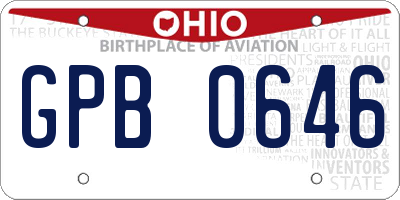 OH license plate GPB0646