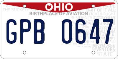 OH license plate GPB0647