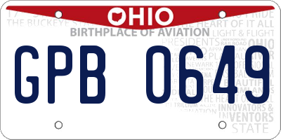 OH license plate GPB0649