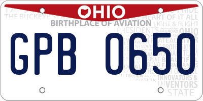 OH license plate GPB0650