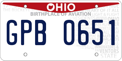 OH license plate GPB0651