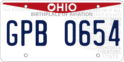 OH license plate GPB0654