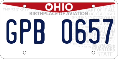 OH license plate GPB0657