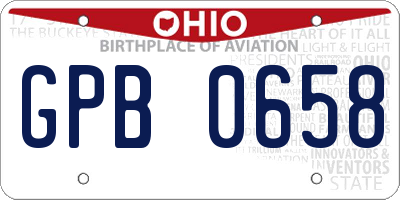 OH license plate GPB0658