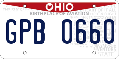 OH license plate GPB0660