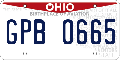 OH license plate GPB0665