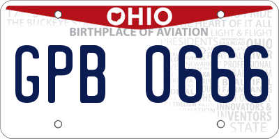OH license plate GPB0666