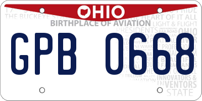 OH license plate GPB0668