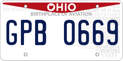 OH license plate GPB0669