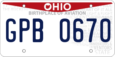 OH license plate GPB0670