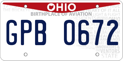 OH license plate GPB0672