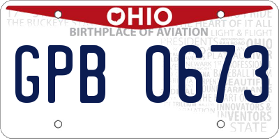 OH license plate GPB0673