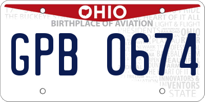 OH license plate GPB0674