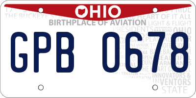 OH license plate GPB0678