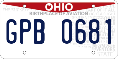OH license plate GPB0681