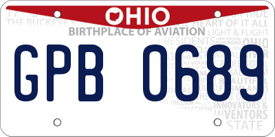 OH license plate GPB0689