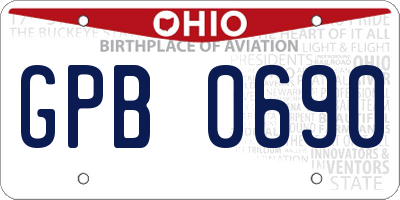 OH license plate GPB0690