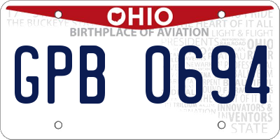 OH license plate GPB0694