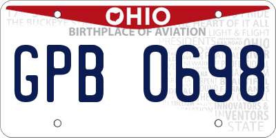 OH license plate GPB0698