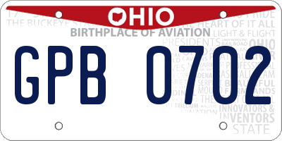 OH license plate GPB0702