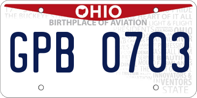 OH license plate GPB0703