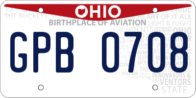OH license plate GPB0708