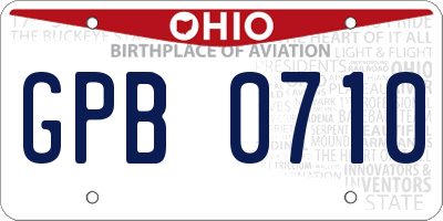 OH license plate GPB0710