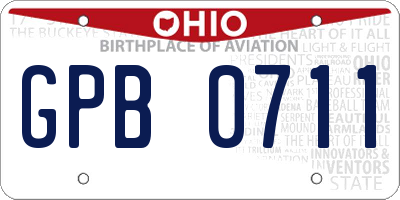 OH license plate GPB0711