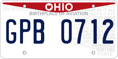 OH license plate GPB0712