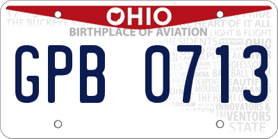 OH license plate GPB0713