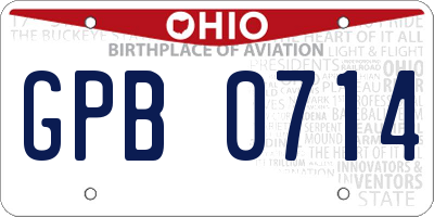 OH license plate GPB0714